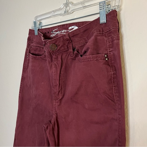Seven7 Burgundy high rise skin-fit jeans size 10 - Picture 6 of 9